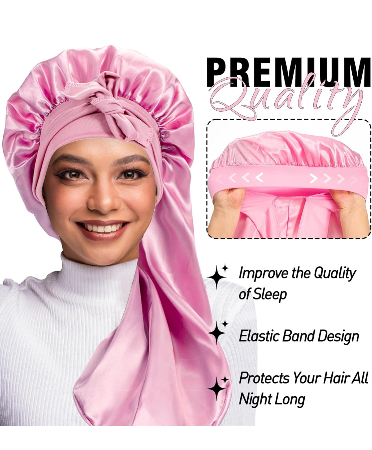 Gorro de Satén Largo Anti-Frizz / Long Anti-Frizz Satin Cap
