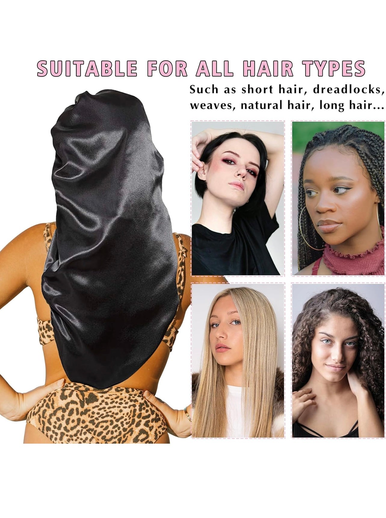 Gorro de Satén Largo Anti-Frizz / Long Anti-Frizz Satin Cap
